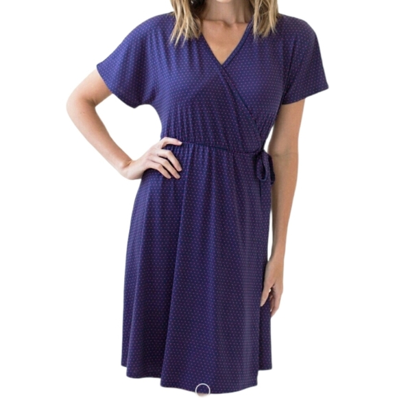 Agnes & Dora Women's Size Medium Dress Nightengale Navy Fuchsia Wrap - Picture 1 of 3